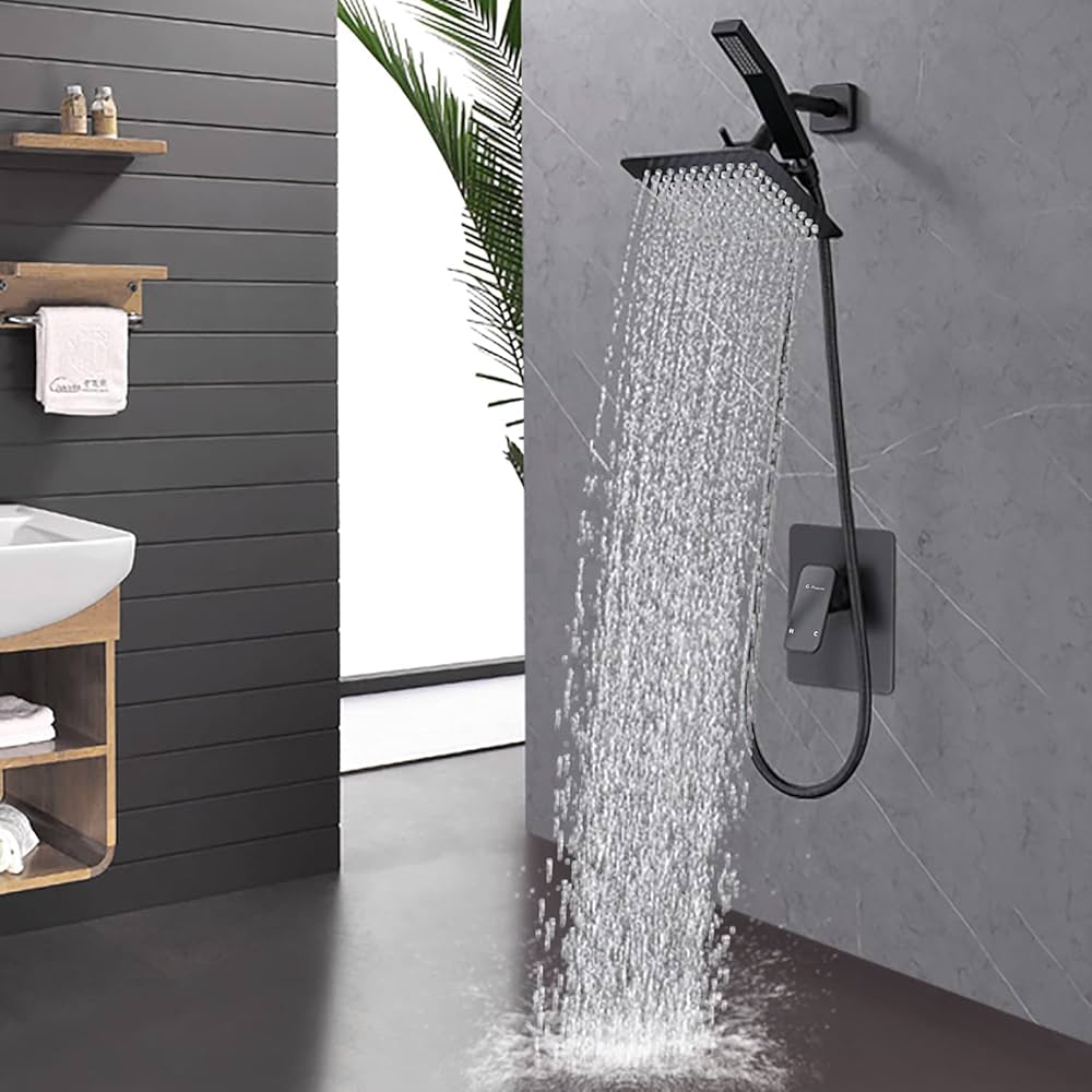 Amazon.co.jp: 全金属シャワー蛇口セット デュアルスクエア